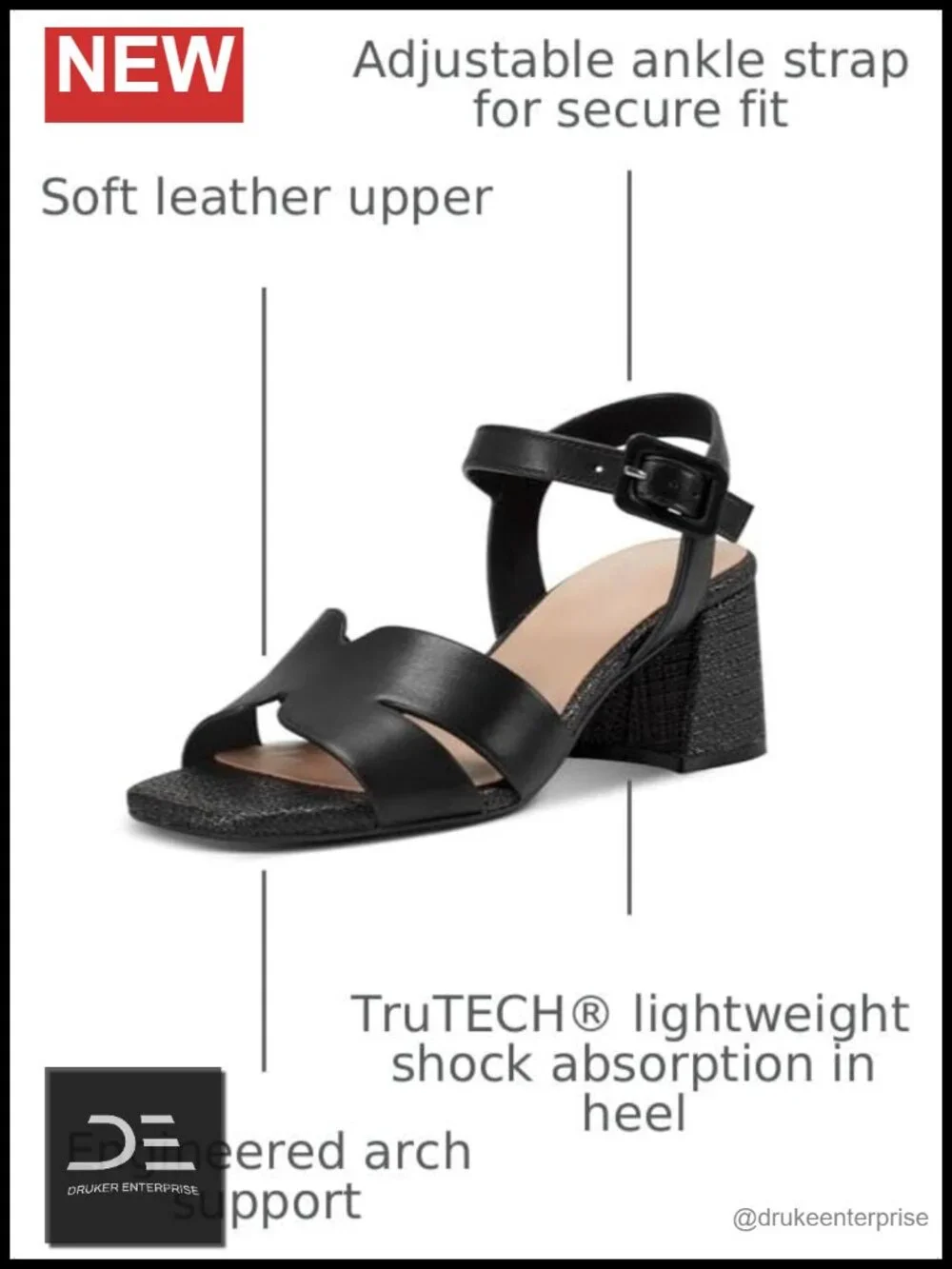 Rockport Women's Georje Heeled Sandals truTECH Comfort Arch Support